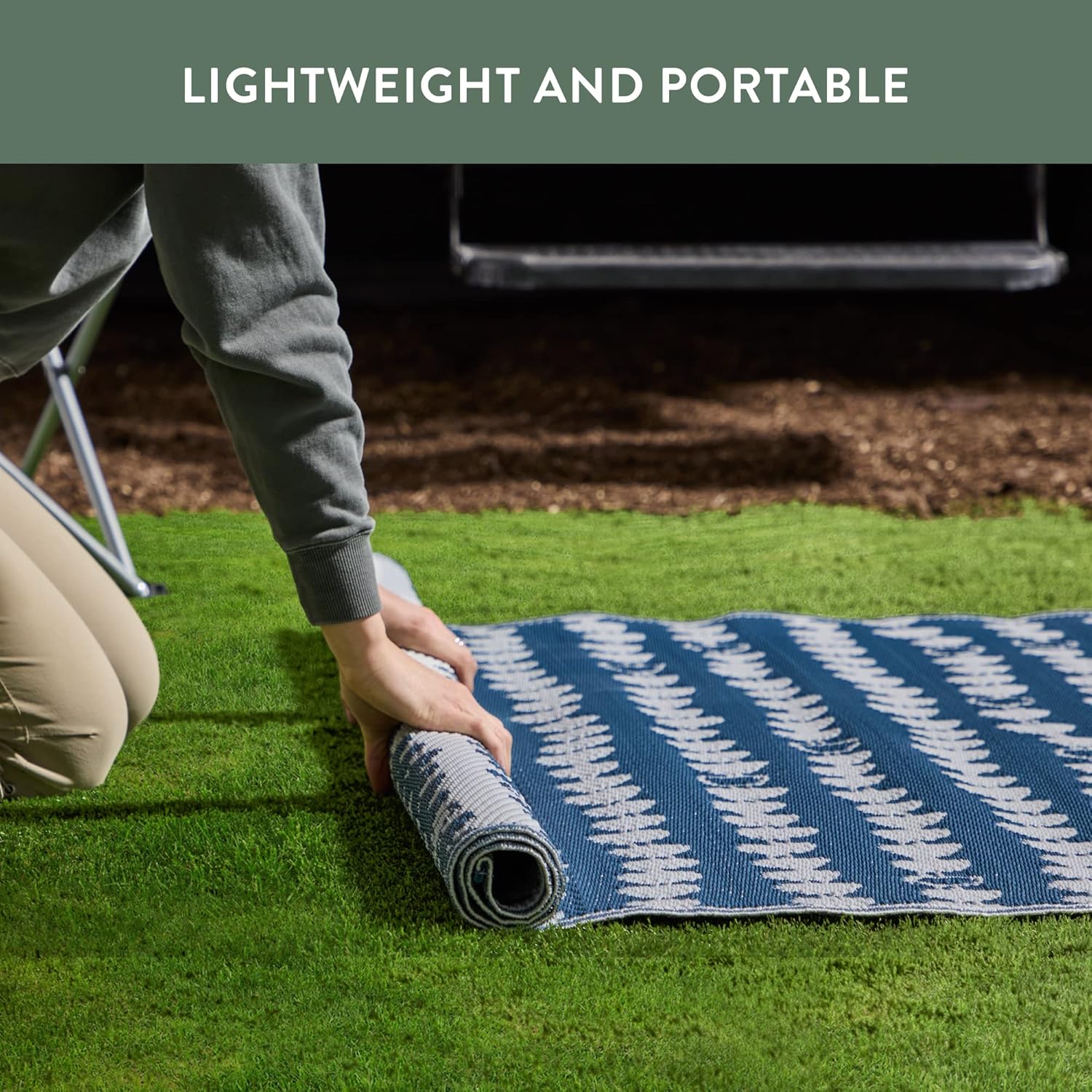 Edenbrook Keller Striped Arrow Outdoor Area Rug for Outdoors, RV, Patio, Backyard, Picnic, Beach, Trailer, Camping – Patio Décor – Waterproof and Reversible - 6x9 Blue Rug