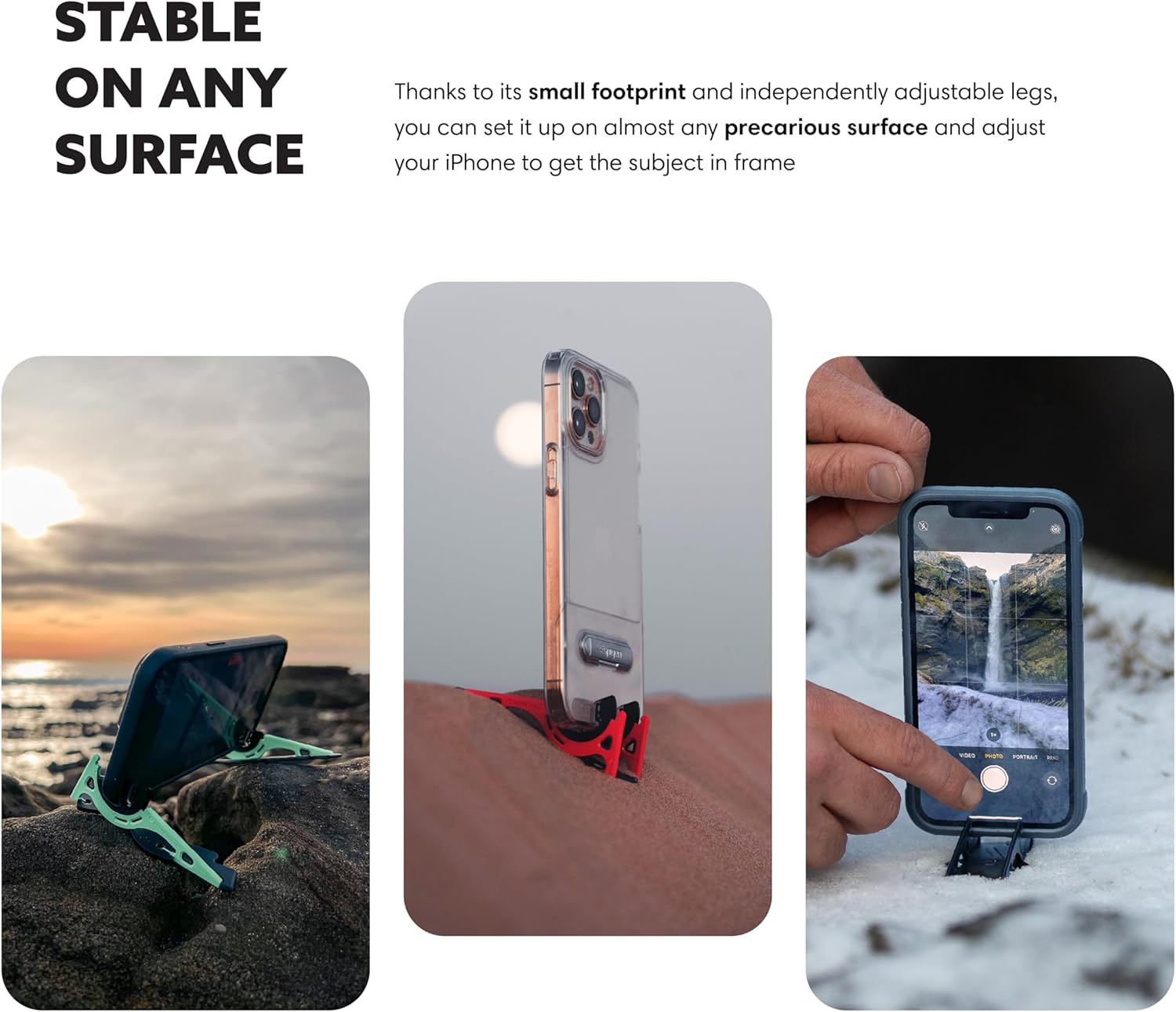 GEOMETRICAL Pocket Tripod Pro - Foldable Credit-Card-Size Phone Stand, Compatible with iPhone & Android - Carbon Fiber Legs & Adjustable tilt Angle for Mobile Photography (Matte Black Universal Kit)