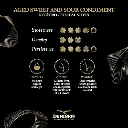 Miniatura 4 de De Nigris Excellence Line Vinagre de vino tinto dulce Roseoro, 8,5 oz (8.5 fl oz)  con vinagre balsámico de Módena Italia, condimento agridulce