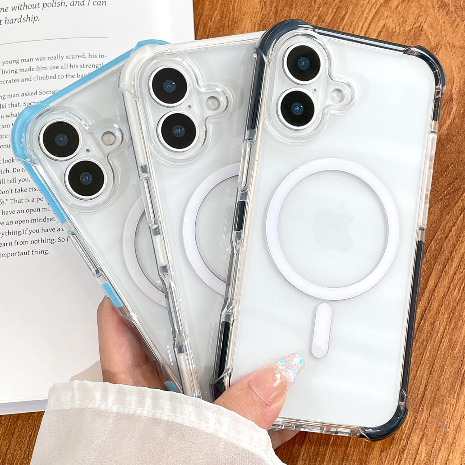 SAKUULO Magnetic Case for iPhone 17 Compatible with Magsafe, Slim Anti-Slip Military Shockproof Protective Bumper Clear Cover 6.3 Inch for Women Men, Black