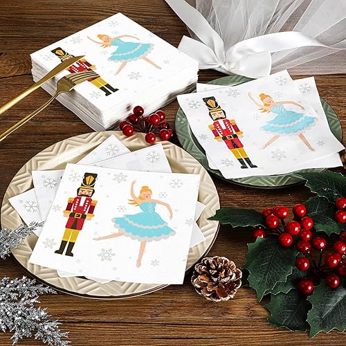 Miniatura 3 de 200 servilletas de papel de cascanueces y bailarina, servilletas de papel desechables, servilletas de papel desechables para Navidad, vacaciones,