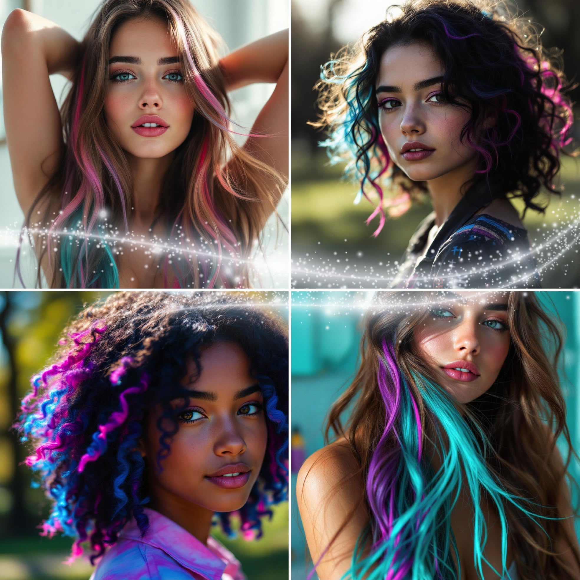 12 Haarkreiden, 12 neon- und metallische Haarkreiden, ungiftig, leicht waschbar, bunt, metallisch und neonfarben, perfekt für Festivals, Halloween, Partys, Haarkreiden für Mädchen
