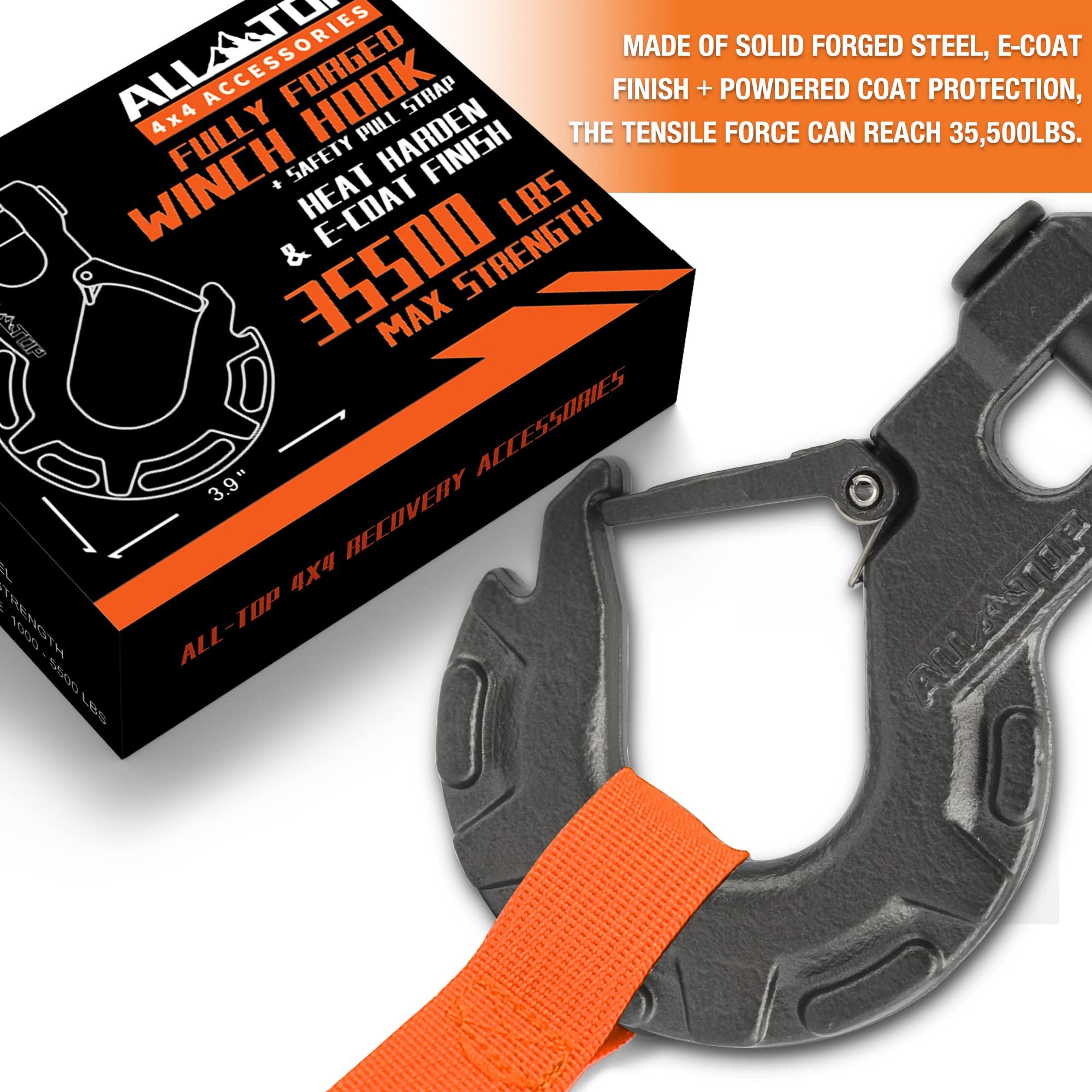Steel Winch Hook, 3/8in 16Ton 35500Lbs, Extreme