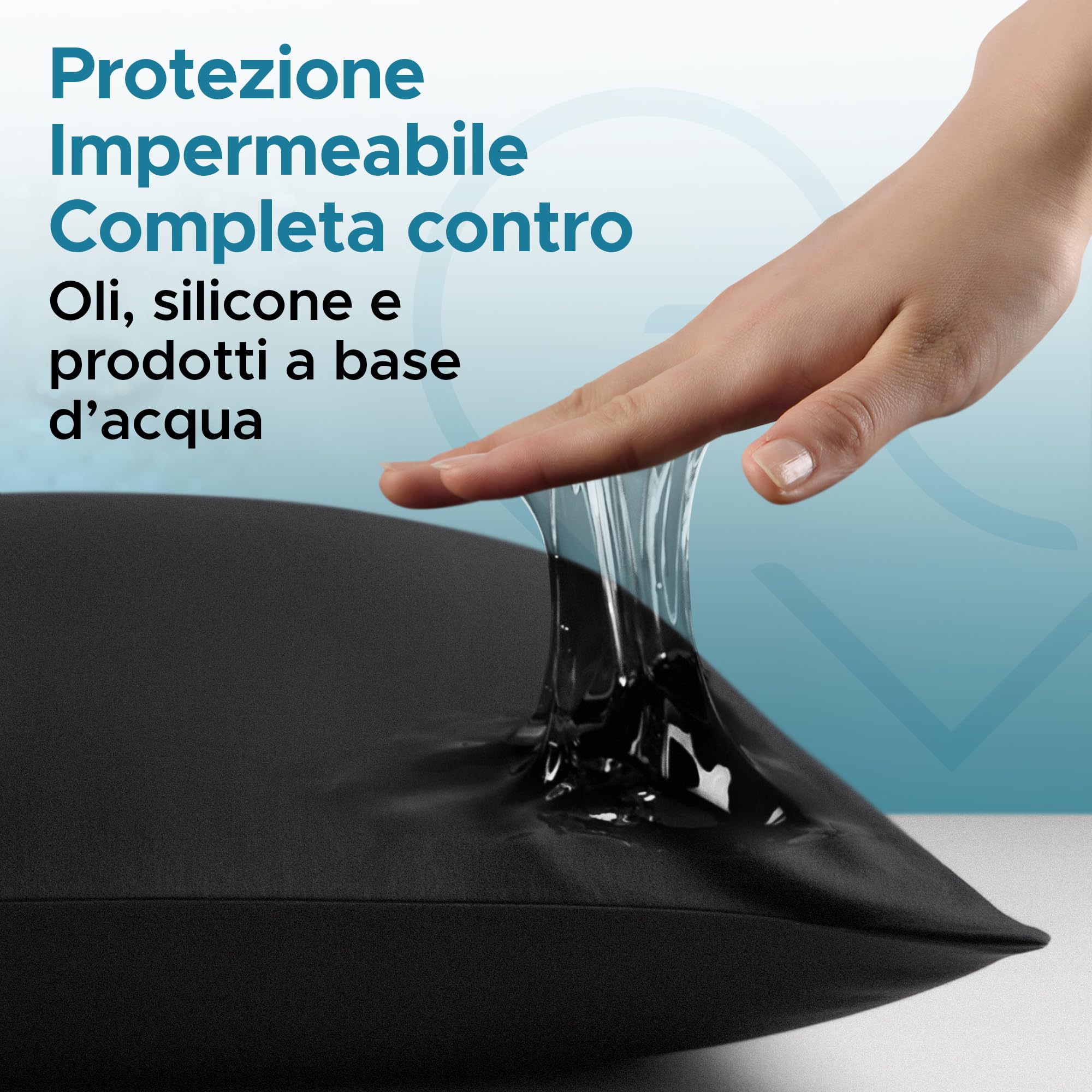 Federe Protettive Impermeabili Set da 2, 48x73cm Nero, Chiusura a Busta