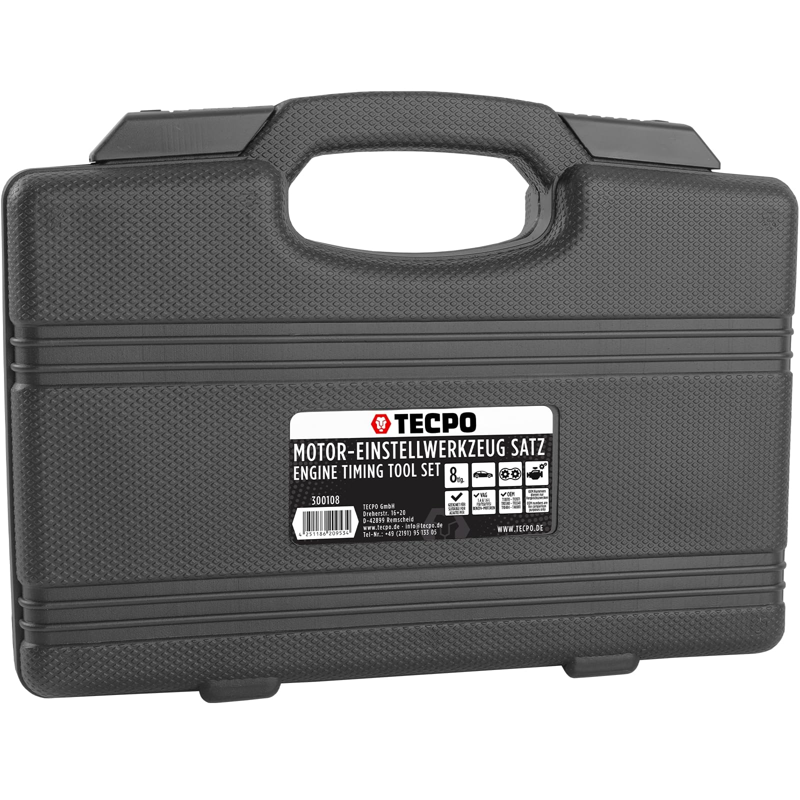 TECPO Set di attrezzi di regolazione del motore, VAG 1.2 1.4 1.6 FSI TSI TFSI, adatto per Audi, VW, Seat, Skoda, albero a camme, con misuratore, OEM T10171 T10340 T10414, cambio catena di controllo