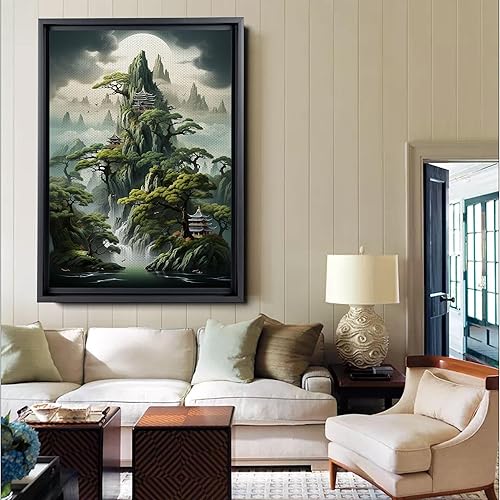 Miniatura 3 de DustinWay Framed Canvas Print Wall Art Set of 3 Green Forest Mountain Photography Modern Art Minimalist Nature Decor