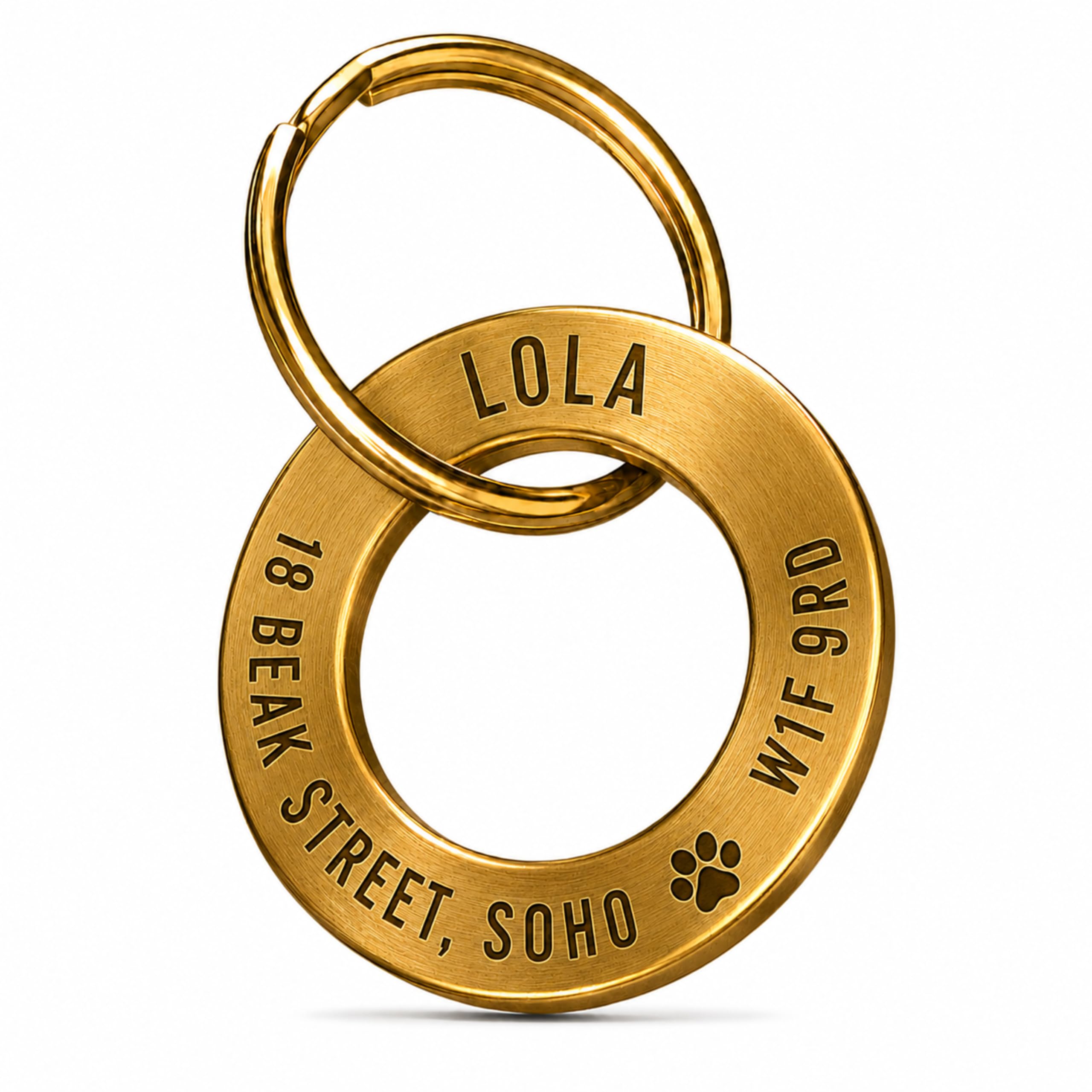 Médaille personnalisée pour animaux de compagnie – Bague d'identification gravée profonde en laiton massif (35 mm, taille M) – Médaille nom durable pour collier de chien ou chat – Fabriqué