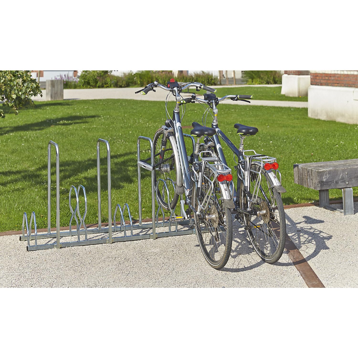 Mottez B129AR Râtelier pour 5 vélos sur 2 niveaux avec arceaux