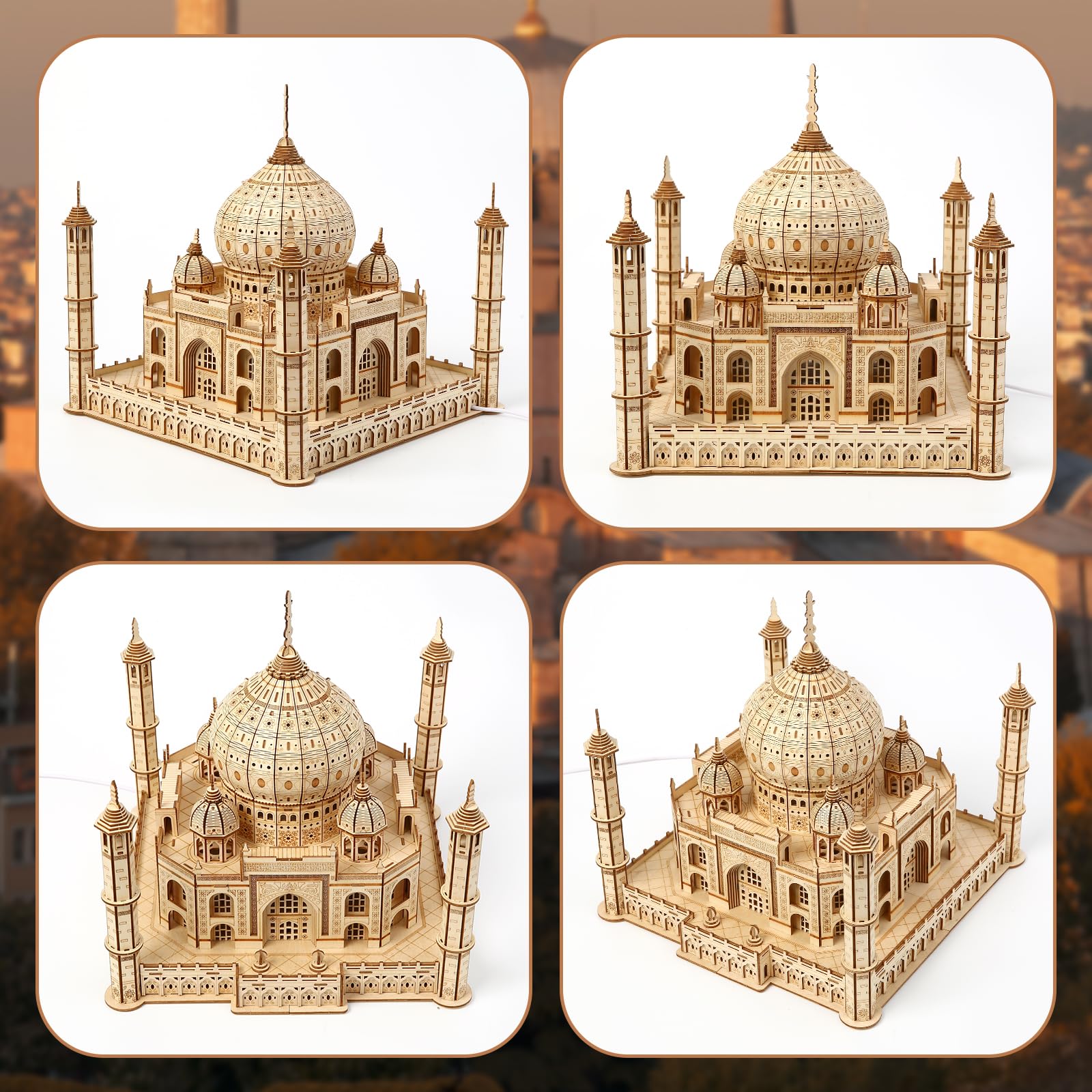 Cuteefun Puzzle 3D in Legno - Modello di Taj Mahal [388 Pcs] - Modellismo da Costruire Adulti, Regali Artigianali e Decorazioni, Idea Regalo per Compleanni, Natale