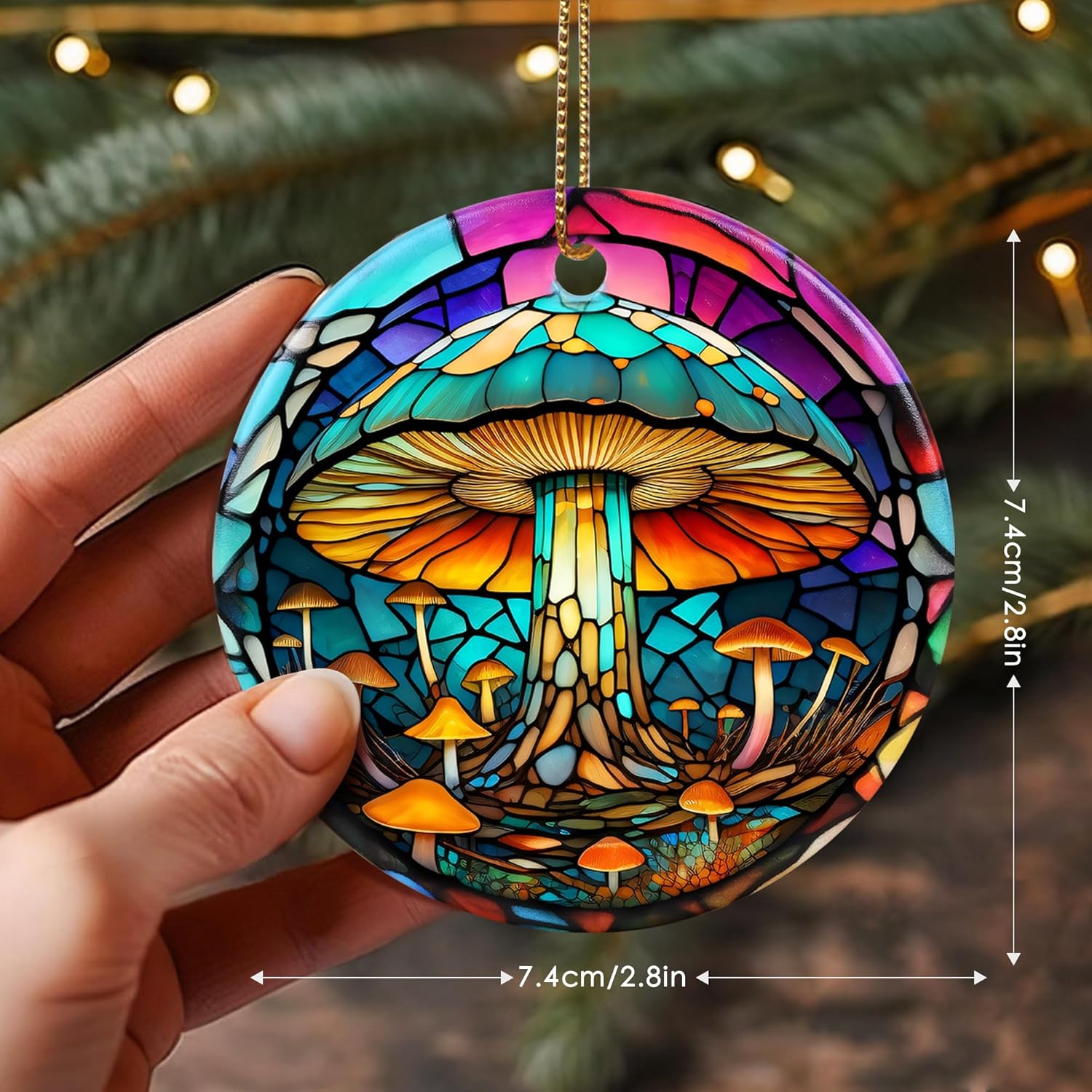 Stained Ceramic Mushroom Ornament - Christmas Ornaments & Home Decor for Mushroom Lovers - Image 3