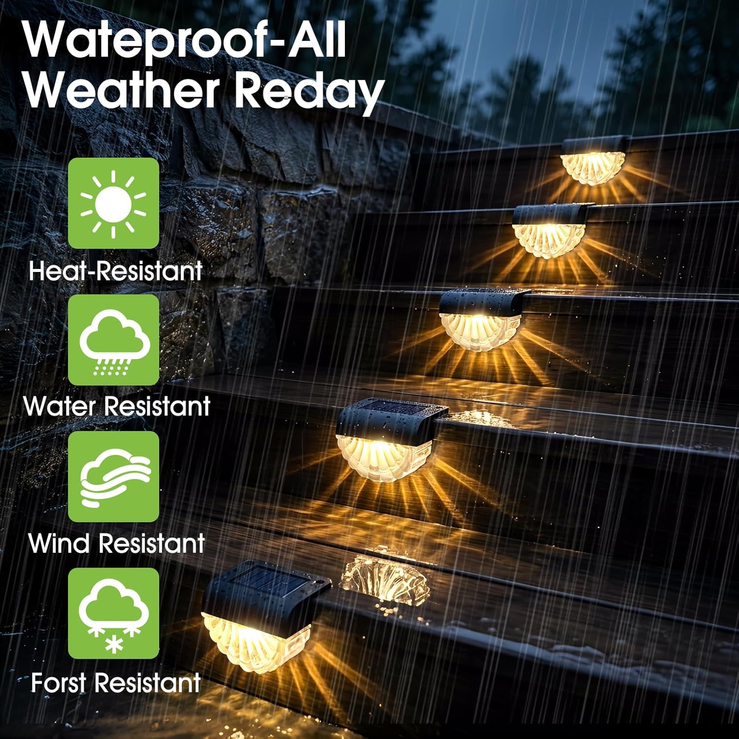 Greluna Solar Step Lights Outdoor, 16 Pack Waterproof Deck Lights, Auto Dusk to Dawn Fence Lights with Warm White Glow, Easy Install for Fence, Patio, Stairs, Pathway, Garden Lighting