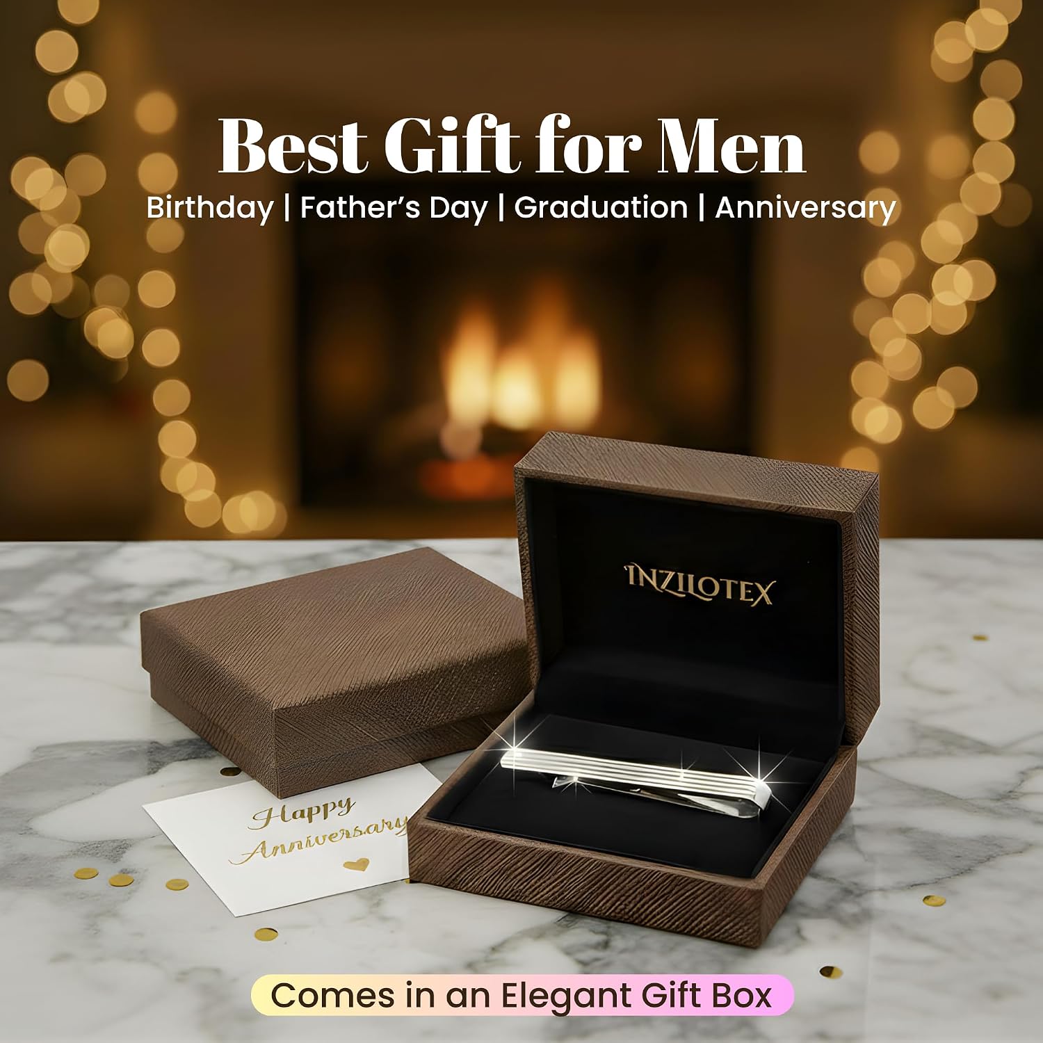 Tie Clips for Men, 2.2 Inch Tie Bar for Regular Ties, Heavy-Duty Copper Tie Pin, Men’s Suit Accessories with Gift Box for Work, Business, Wedding, Interview, Daily Wear
