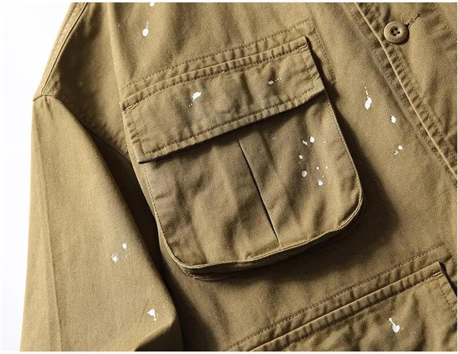 Men Vintage Washed Cotton Paint Loose Casual Cargo Jacket Women Oversize Wide Varsity Jacket