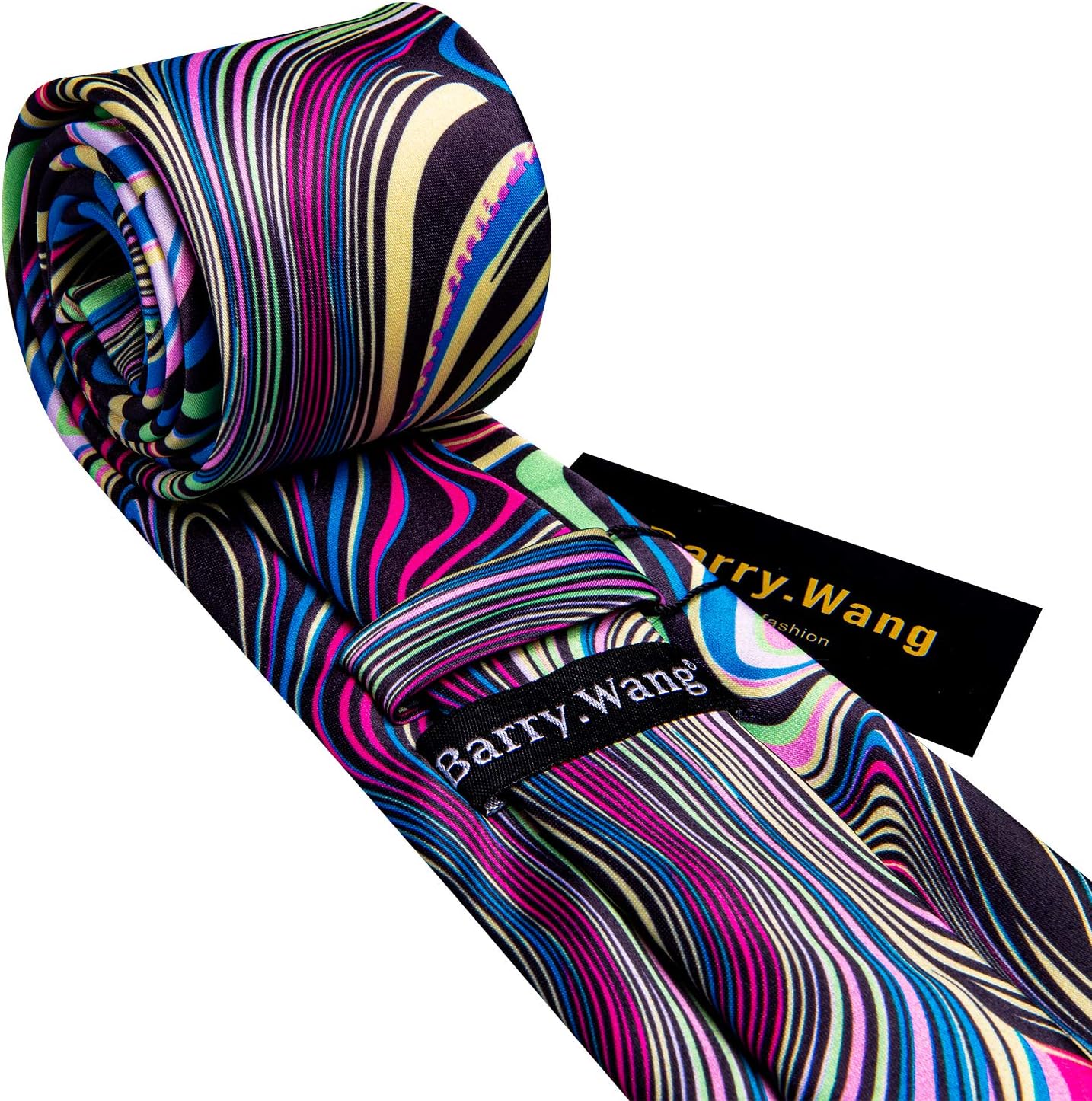 Barry.Wang Classic Mens Ties Silk Necktie Pocket Square Cufflinks Set Woven Designer Wedding Business