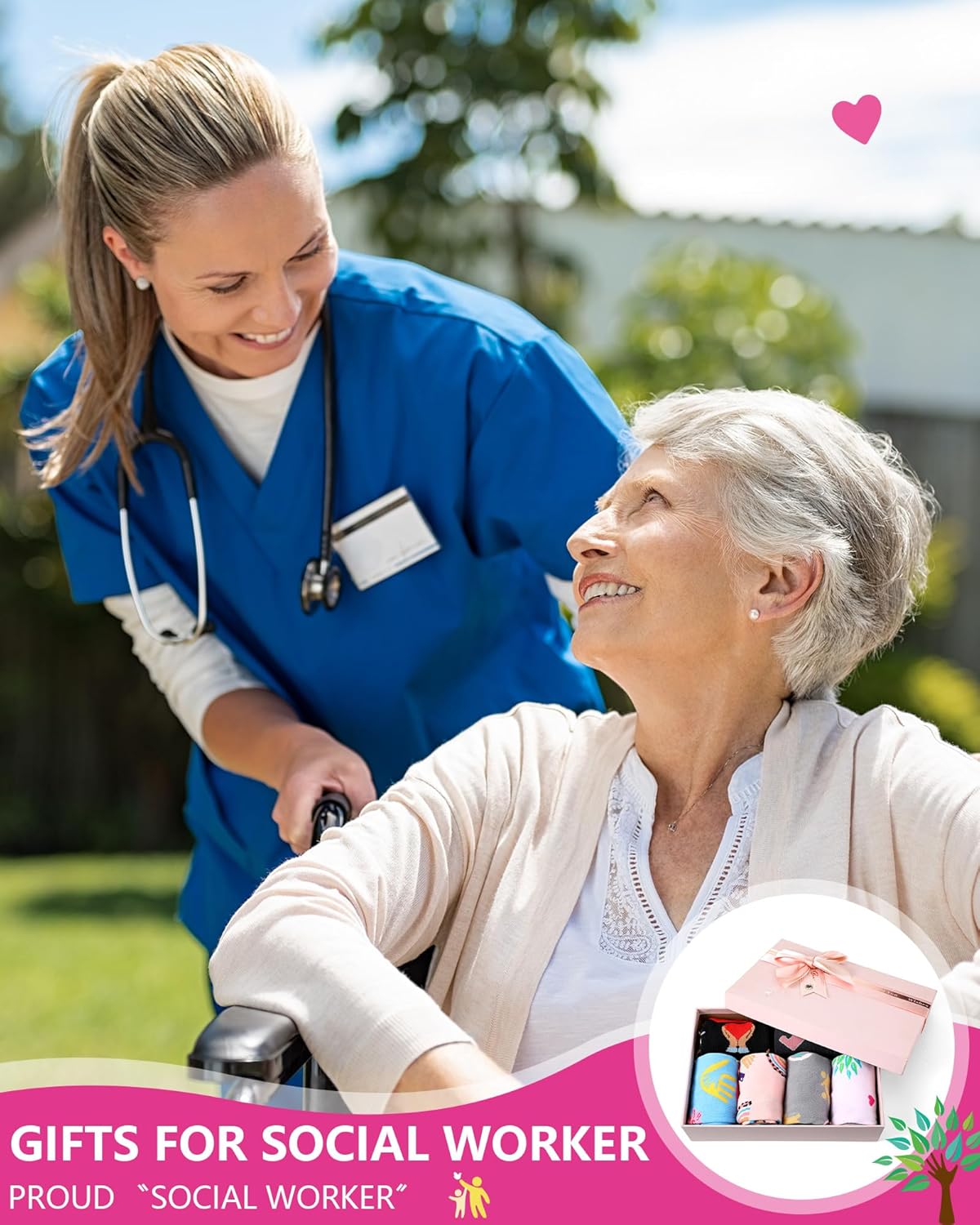 6 Pairs Social Worker Gifts Bulk Women Novelty Cotton Crew Socks Gift for Social Worker Appreciation Supplies - Image 2