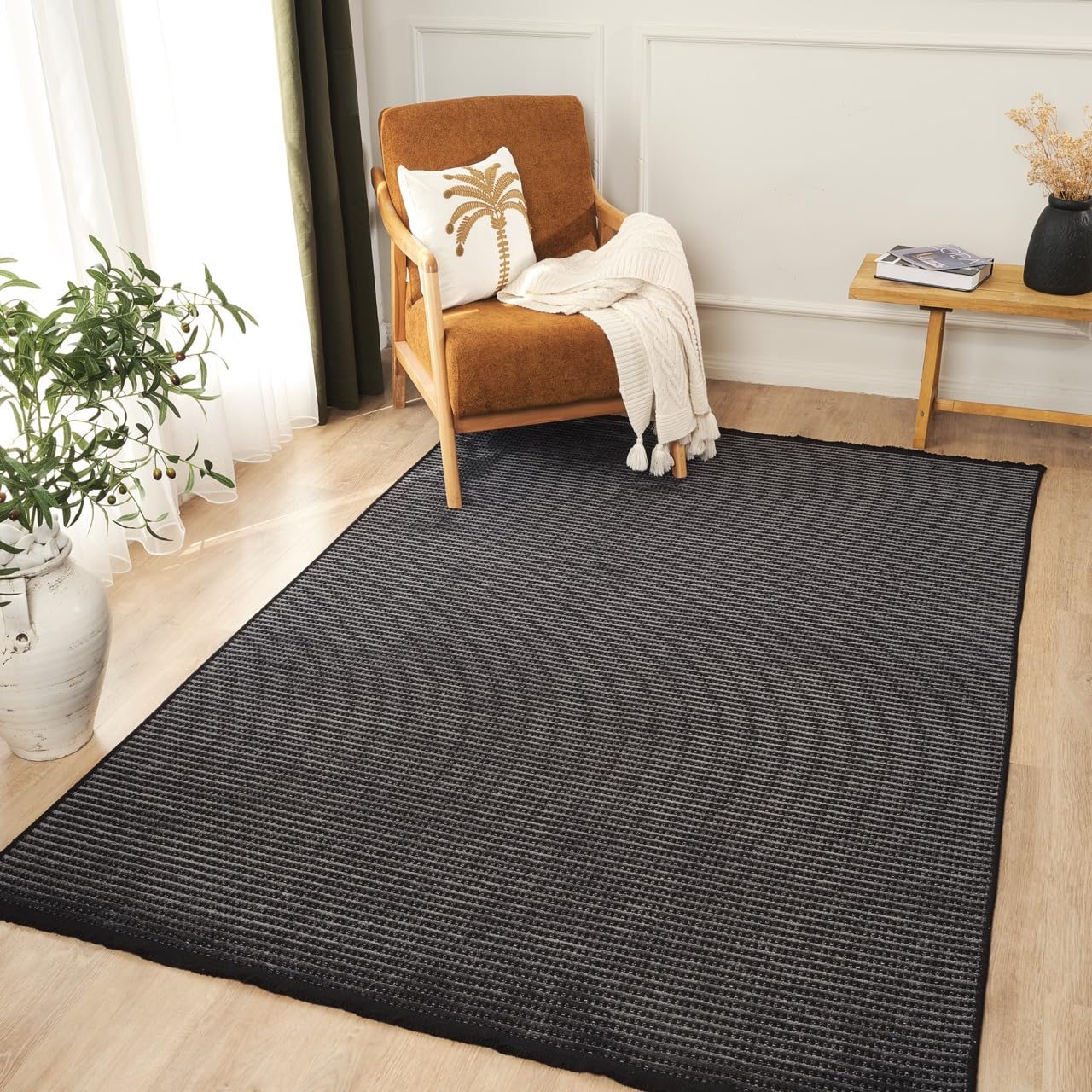 Ruglenza Modern Area Rug for Living Room and Bedroom - Soft Easy Clean Carpet with Non Slip Backing, Durable Low Maintenance Floor Rug for Home Decor (Anthracite, 160 x 230 cm)