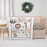 The Peanutshell Safari Serenity 4-Pc Organic Cotton Crib Bedding Set - 2 Sheets, Comforter, Dust Ruffle for Baby Nursery
