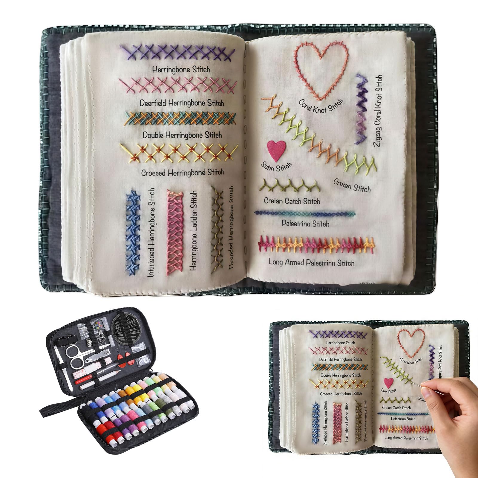 Nidoul 2026 New DIY Stitch Embroidery Books,Creative Embroidery Kit with a Complete Toolkit and Instructional Tutorial,Mini Sewing Kit for Beginners and Embroidery Enthusiast