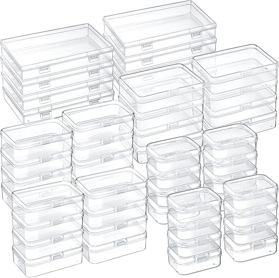 48 Pieces Mixed Sizes Small Plastic Box Empty Mini Clear