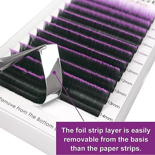Miniatura 2 de CoMango - Extensiones de pestañas de color morado degradado 0.07, rizo C de 0.315-0.551 pulgadas, bandeja mixta, extensiones de pestañas de volumen