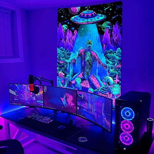 Miniatura 4 de Krelymics Ventas de paquetes de tapices de ovnis y calavera de luz negra