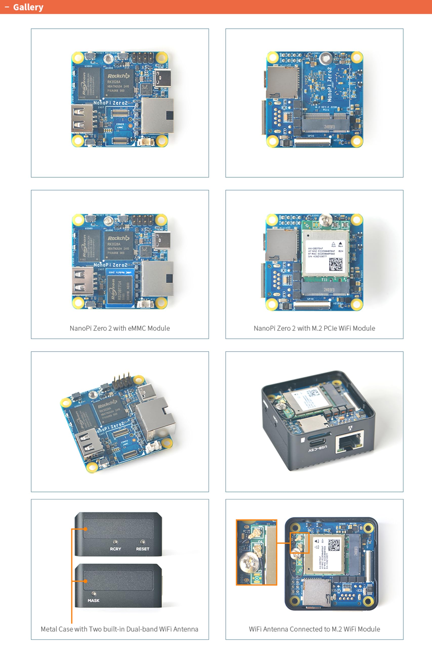NanoPi Zero2 Mini Fast GbE Computer Router, 1GB/2GB LPDDR4X RAM Mali-450 GPU, 4K H265/H264 Decoder, Gigabit Ethernet Port, IoT Smart Gateway Device (2GB LPDDR4x RAM, 32GB eMMC, with M.2 WiFi Module)