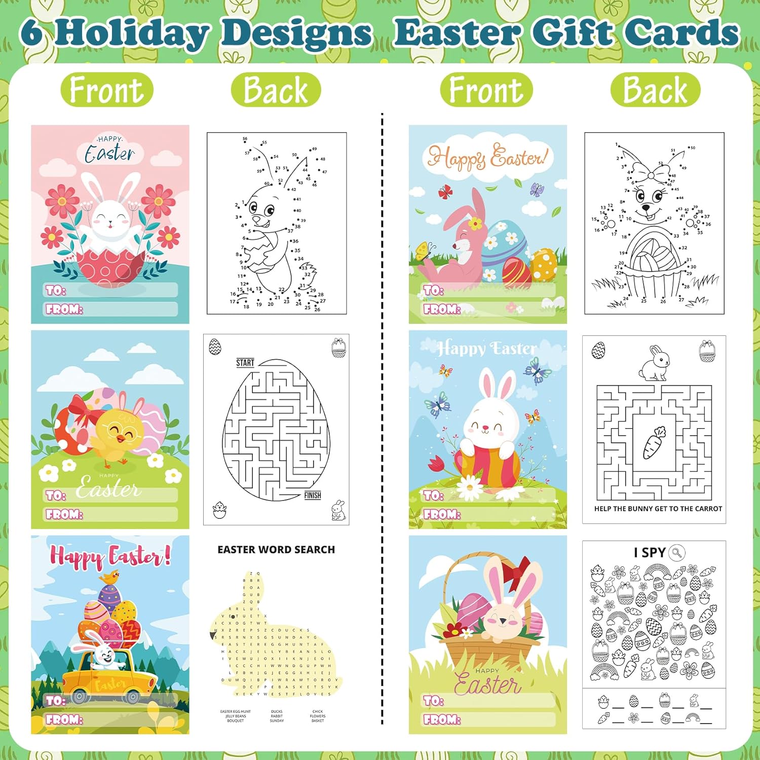 Rotu Easter Basket Stuffers Fillers for Toddlers Easter Gifts for Kids - 30 Pack(240 PCS) Mess-Free Watercolor Coloring Books with Easter Cards, Easter Egg Hunt Classroom Prizes Party Favors - Image 3