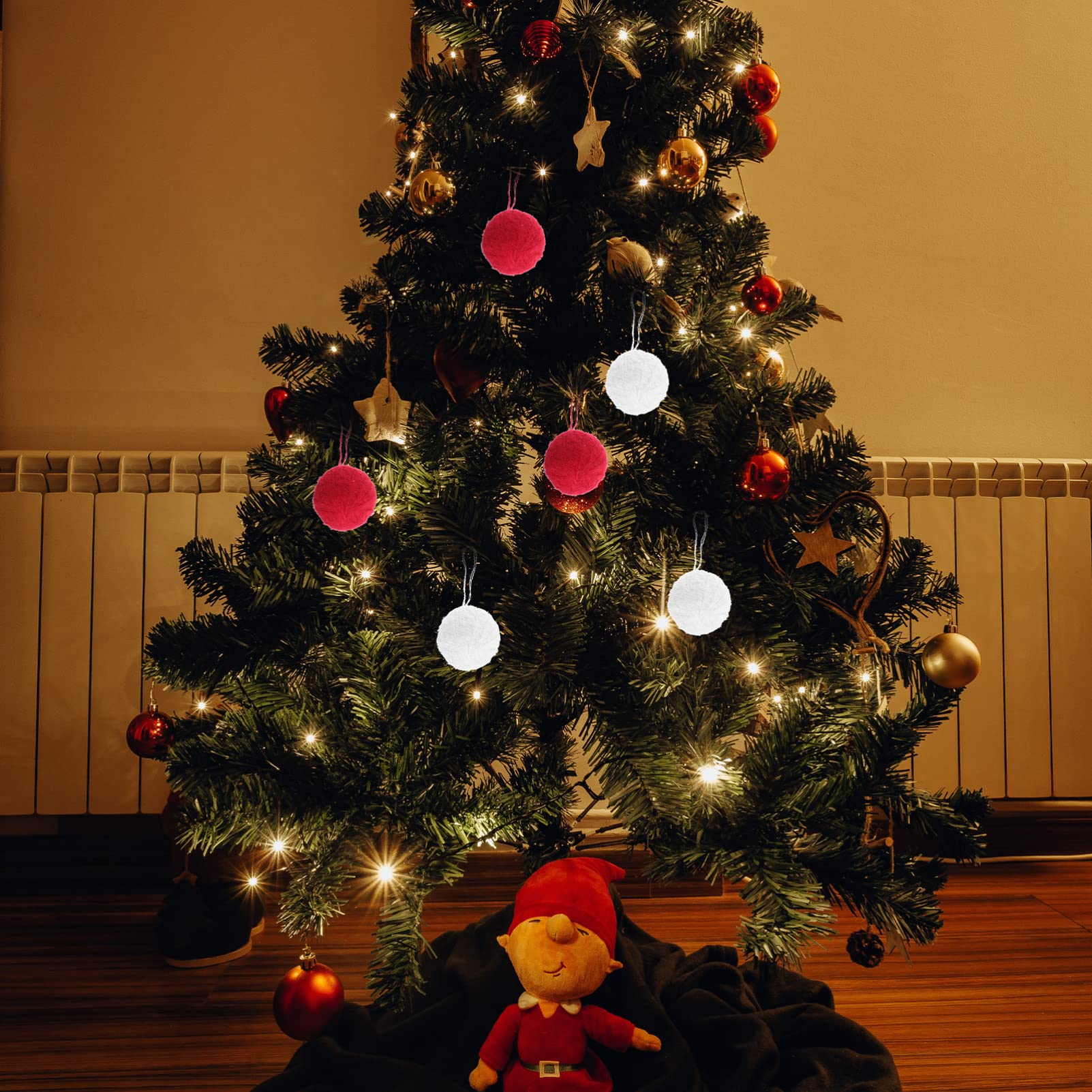 PRETYZOOM 7 Juegos Bola De Estambre Manualidades Navideñas Christmas Tree Christmas Xmas Tree Adornos Luces De Fiesta Adorno De Árbol De Navidad Adorno Colgante Hilo Rojo 10 Uds * 7