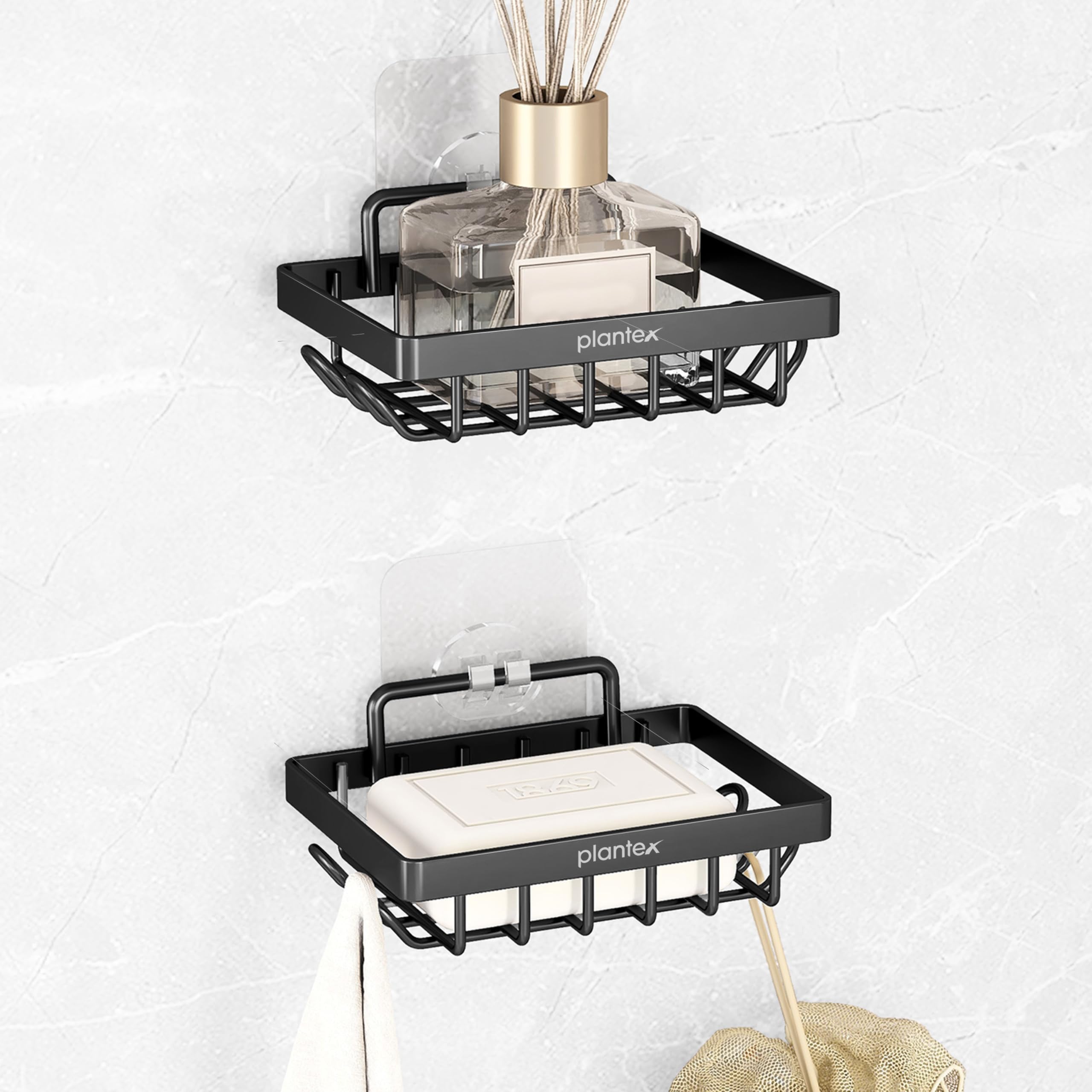 Plantex GI Steel Soap Dish for Bathroom/Self Adhesive Soap Holder for Kitchen/Soap Stand/Case/Bathroom Accessories - Pack of 2 (Black)-image-40