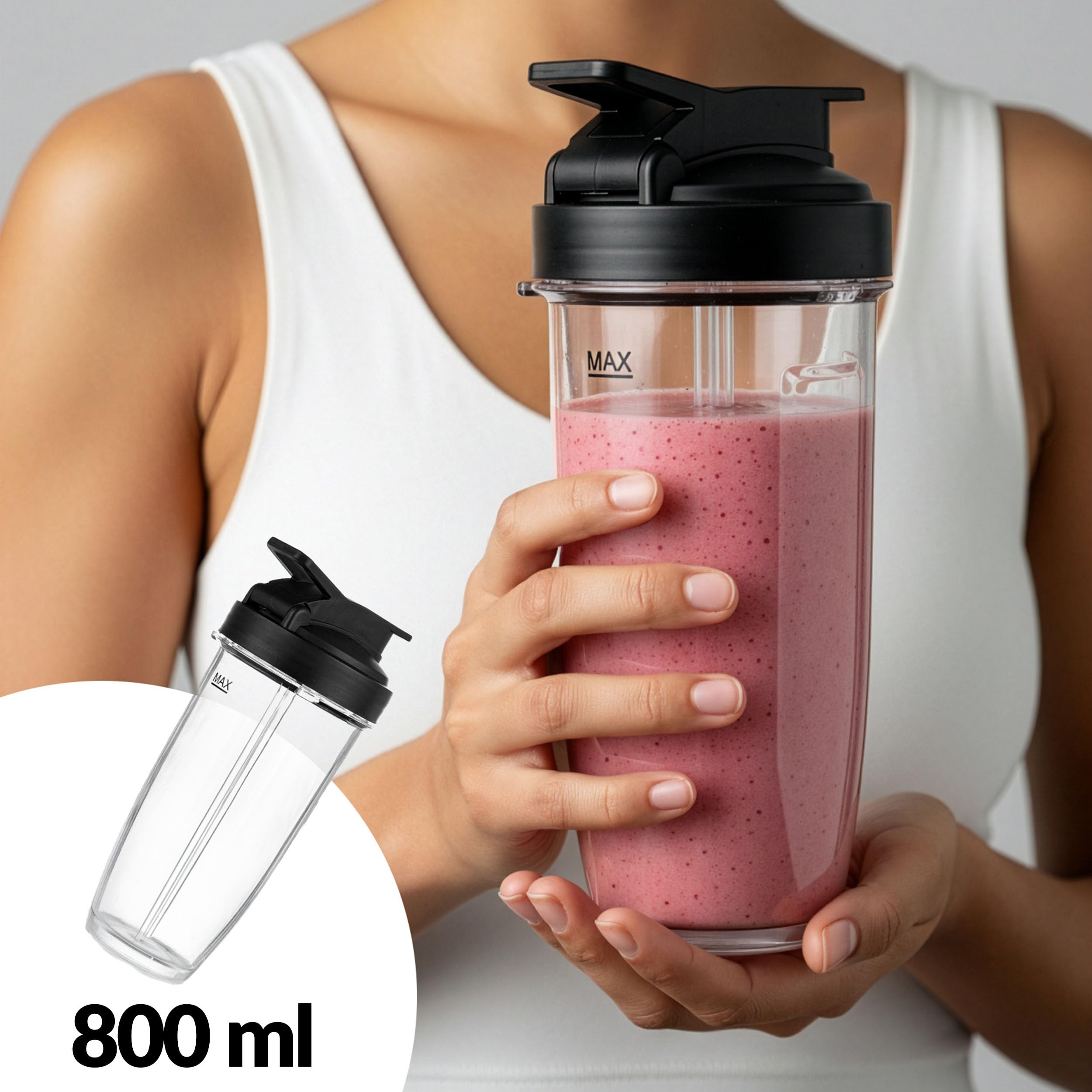LEHMANN Blender & Smoothie Mixeur 2-en-1 avec Bol 1500 ml et Gobelet Portable 800 ml, 4 Programmes, Lames à 6 Couteaux en Acier Inoxydable, sans BPA, Nettoyage facile, Puissance 1000 W, Or rose