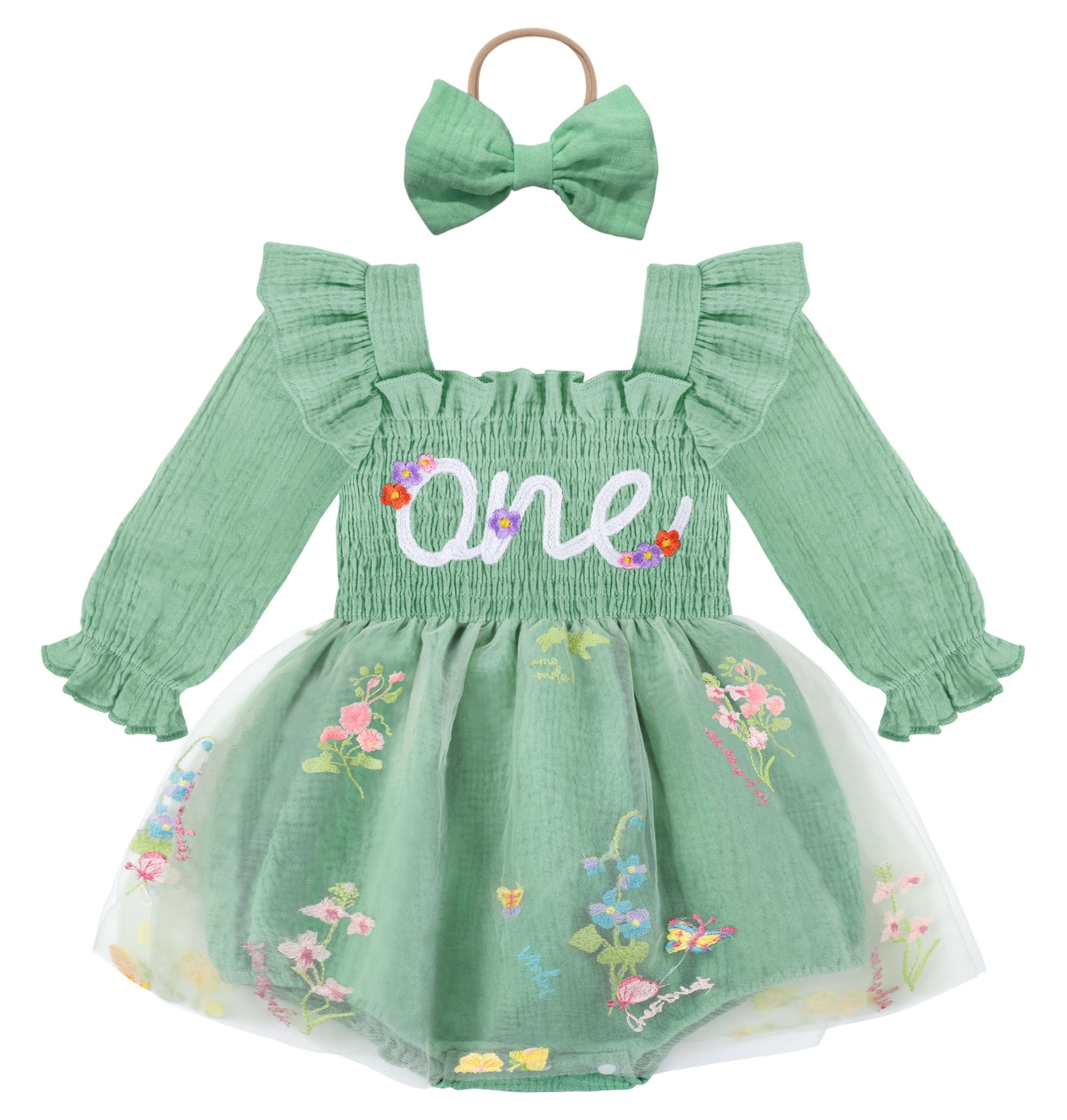 HONGTEYA Baby Girl 1st Birthday Outfit First Romper Tulle Dress Gifts