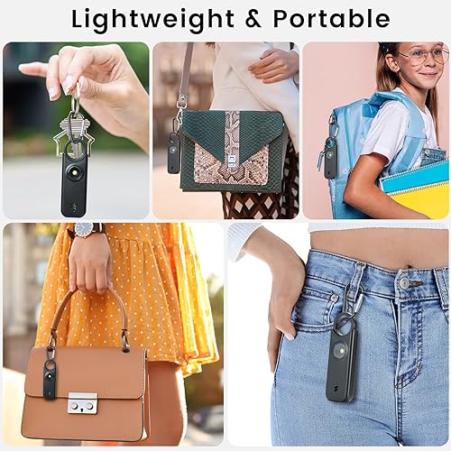 Miniatura 3 de Alarma de seguridad personal  Sirena ultra fuerte de 135 dB con luz estroboscópica LED, recargable por USB-C, alarma de llavero compacta para