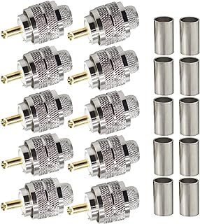 UHF Connector 10 Pack TUOLNK PL259 Male Plug Crimp Coax Adapter SO239 PL-259 Coaxial Connector for RG8 Coaxial Cable Compatible with CB Ham Radio Antenna