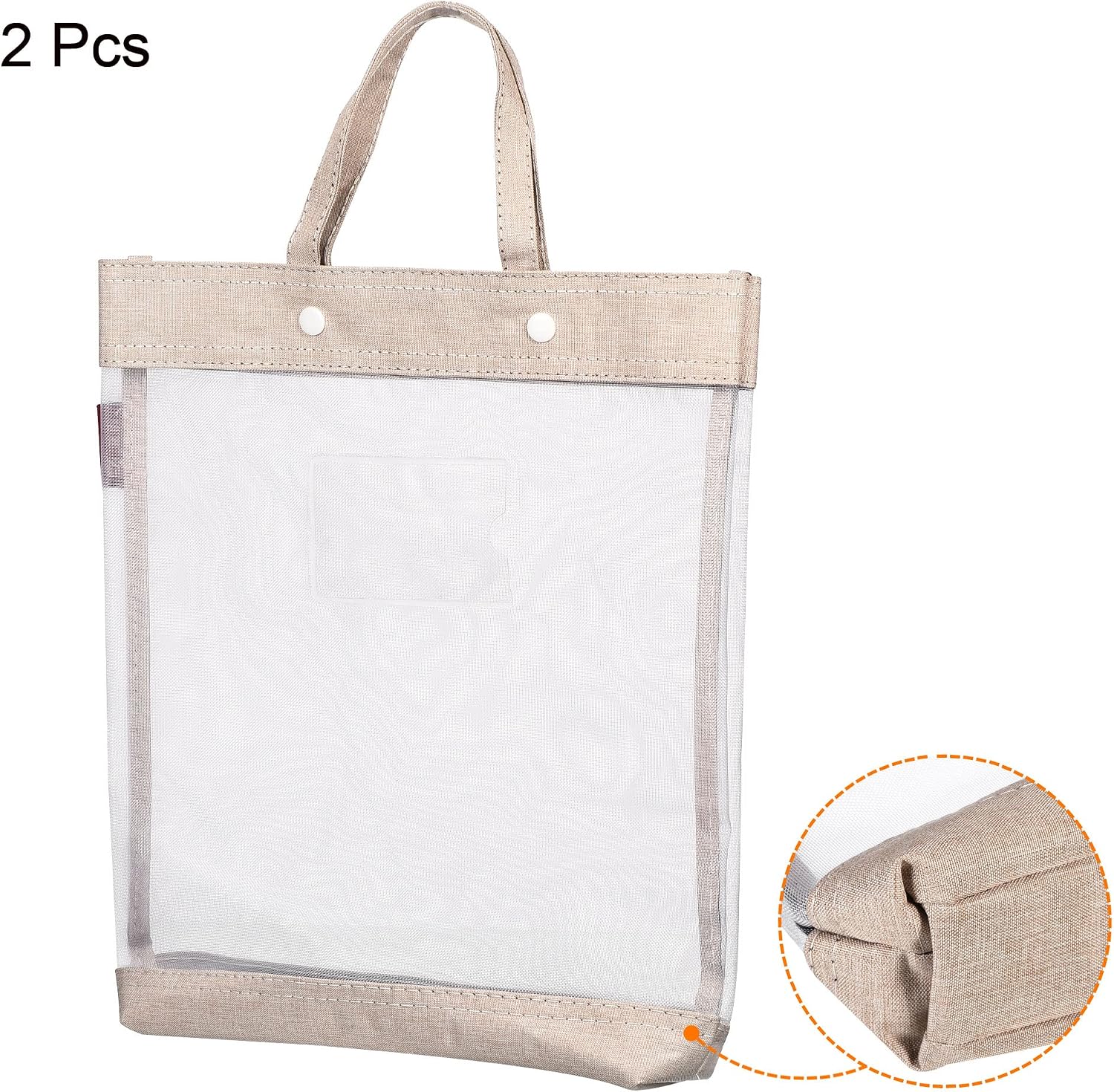 PATIKIL Nylon Document Bag with Handle, 2 Pack Mesh Transparent Handbag Files Tote Pouch for Office Business White - Image 4