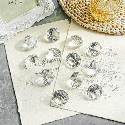 Miniatura 7 de HDCRYSTALGIFTS 12 piezas de figura de cristal transparente en forma de diamante, joya de diamante de cristal de 1.181 in, pisapapeles de cristal