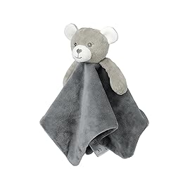 CREVENT Cozy Plush Baby Security Blanket Loveys for Baby Girls Boys, Stuffed Animal Ring Rattle Shaker Toy for Newborns (Bear)