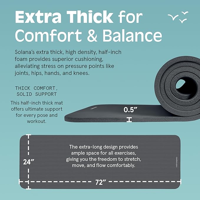The Retrospec Solana Yoga Mat also comes equipped with a nylon strap, making it highly portable and easy to transport to and from classes or workout sessions. The strap allows for convenient rolling and carrying, ensuring that users can seamlessly integrate the mat into their fitness routines, wherever their location may be. Overall, this mat is a practical choice for anyone in need of a reliable and comfortable exercise surface.