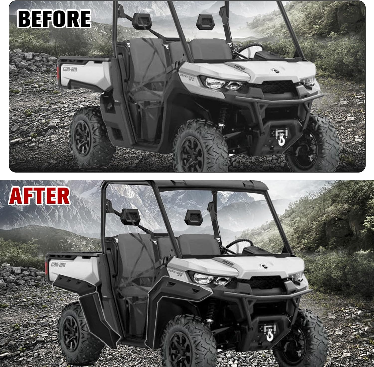 Sport Fender Flares for 2016-2026 Can-Am Defender, Heavy Duty Front Rear Mud Guards Sports Mud Flaps for Can-Am Defender HD5 HD7 HD8 HD9 HD10 MAX Accessories, Replace OEM #715003898 (6pcs)