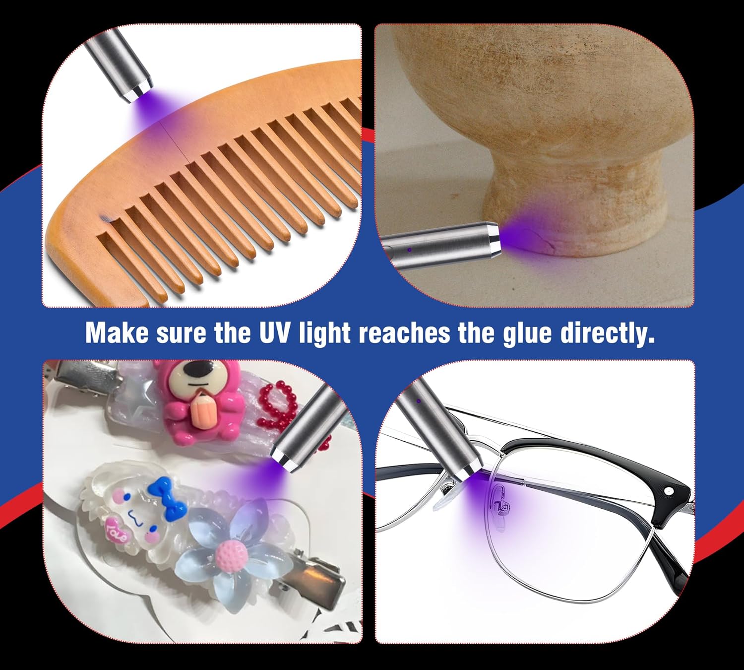 UV Resin Kit with Light, 60g UV Glue with Rechargeable Light, 5 Second Fast Cure UV Glue Adhesive, Clear Repair Kit for Welding Resin, Jewelry Bonding, Plastic, Glass, Acrylic, Craft Decoration - Image 6