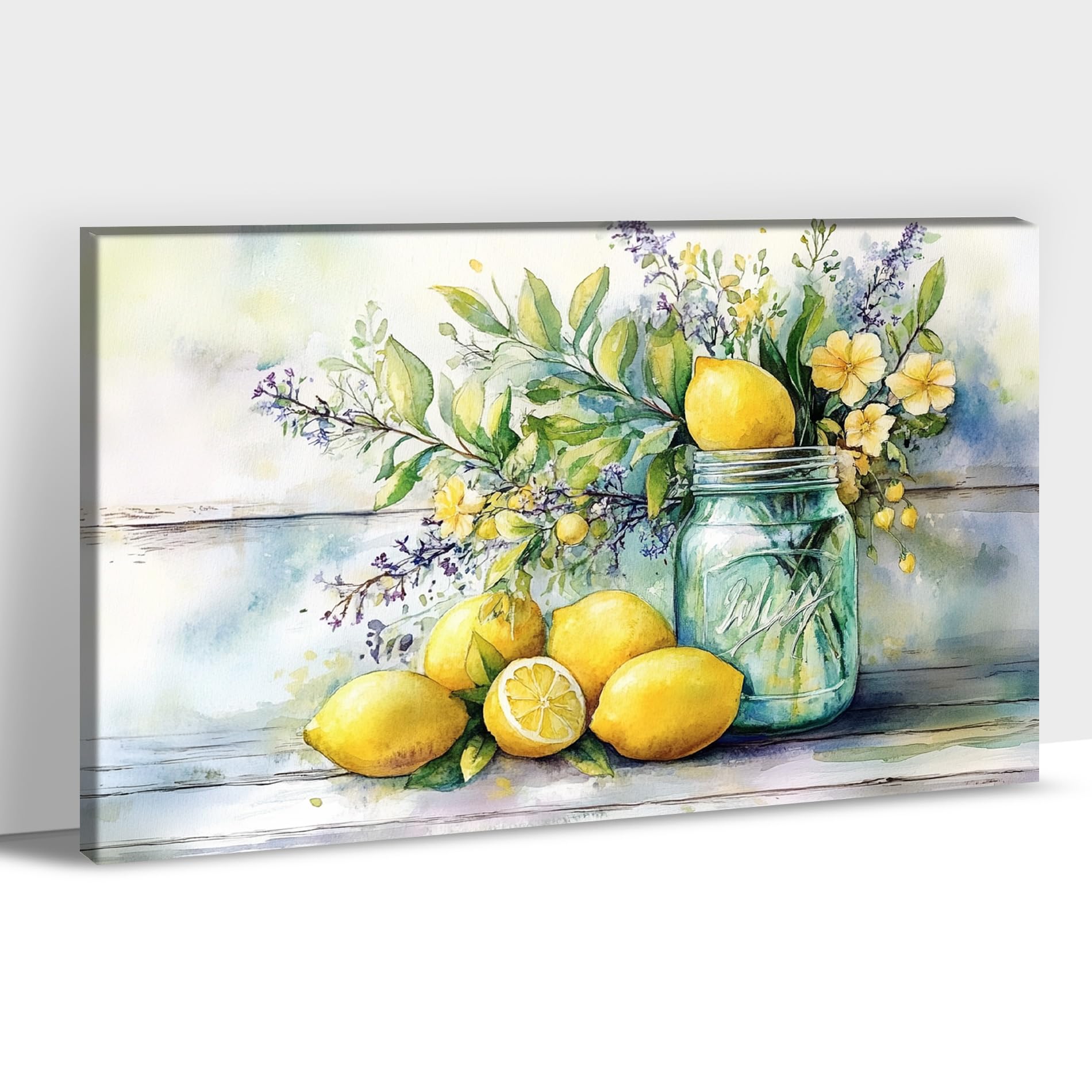 Amazon.com: UZMKM Lemon Wall Art, Lemons in Mason Jar on Canvas