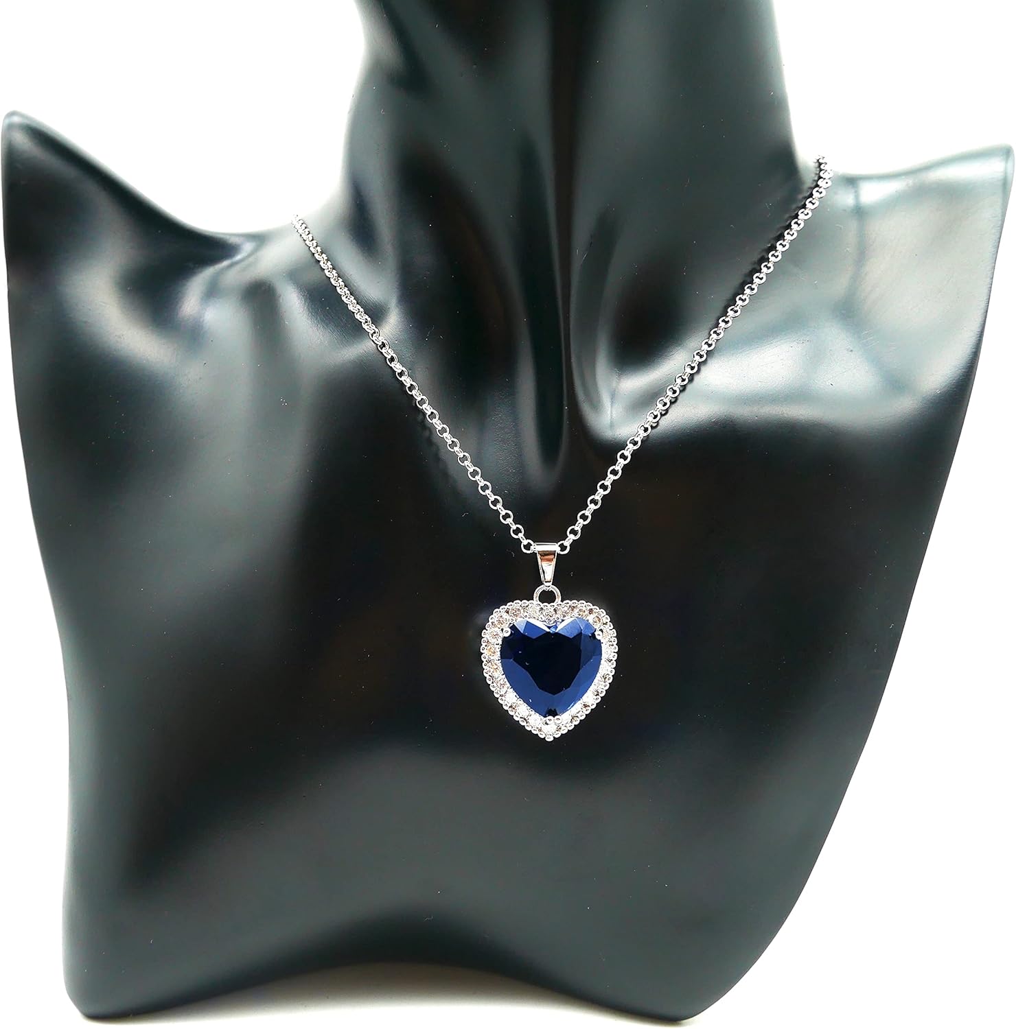 Titanic Heart of The Ocean Necklace for Women, Silver Tone Forever Love Pendant Necklace with 5A Cubic Zirconia Fashion Jewelry Anniversary Valentine Birthday Gift (Blue) - Image 6
