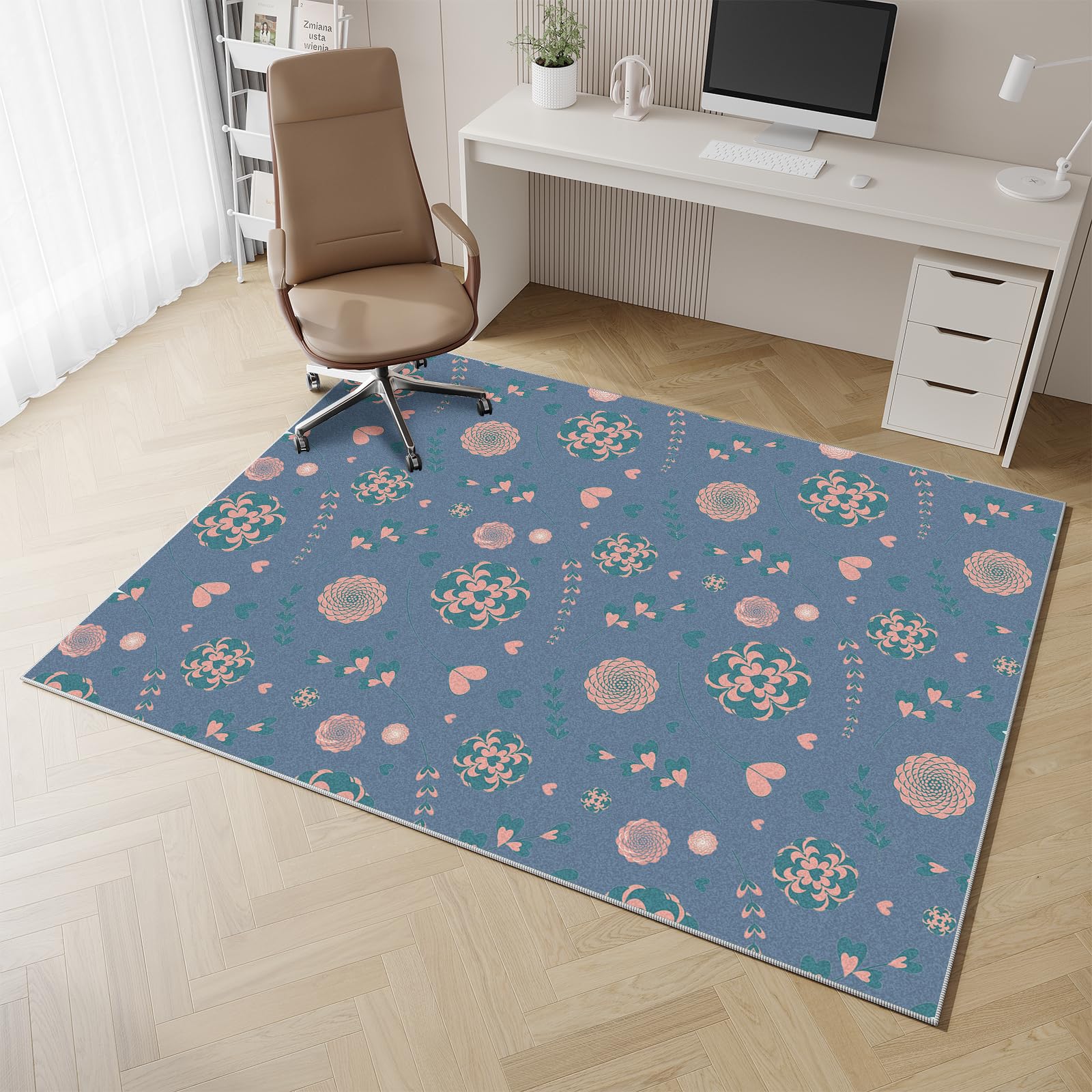 Bodenschutzmatte Bürostuhl Rechteckig 100x130cm,Bürostuhl Unterlage rutschfest,Schreibtischstuhl Unterlage,Bürostuhl Unterlage Teppich,Gaming Stuhlmatte(Mehrfarbig 85)