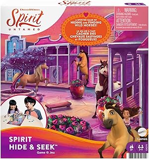 Spirit Hide & Seek Kids Game, Hide-and-Seek Board Game with Mini Horses & Buildings for 2, 3, 4 or 5 Players Ages 5 Years Old & Up
