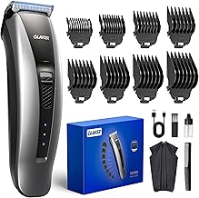 GLAKER Men's Professional 2 in 1 Hair Clipper with 10 Protectors 2 Detachable Blades and Turbo Motor Barber Trimmer for Men, Wireless, Type-C Rechargeable