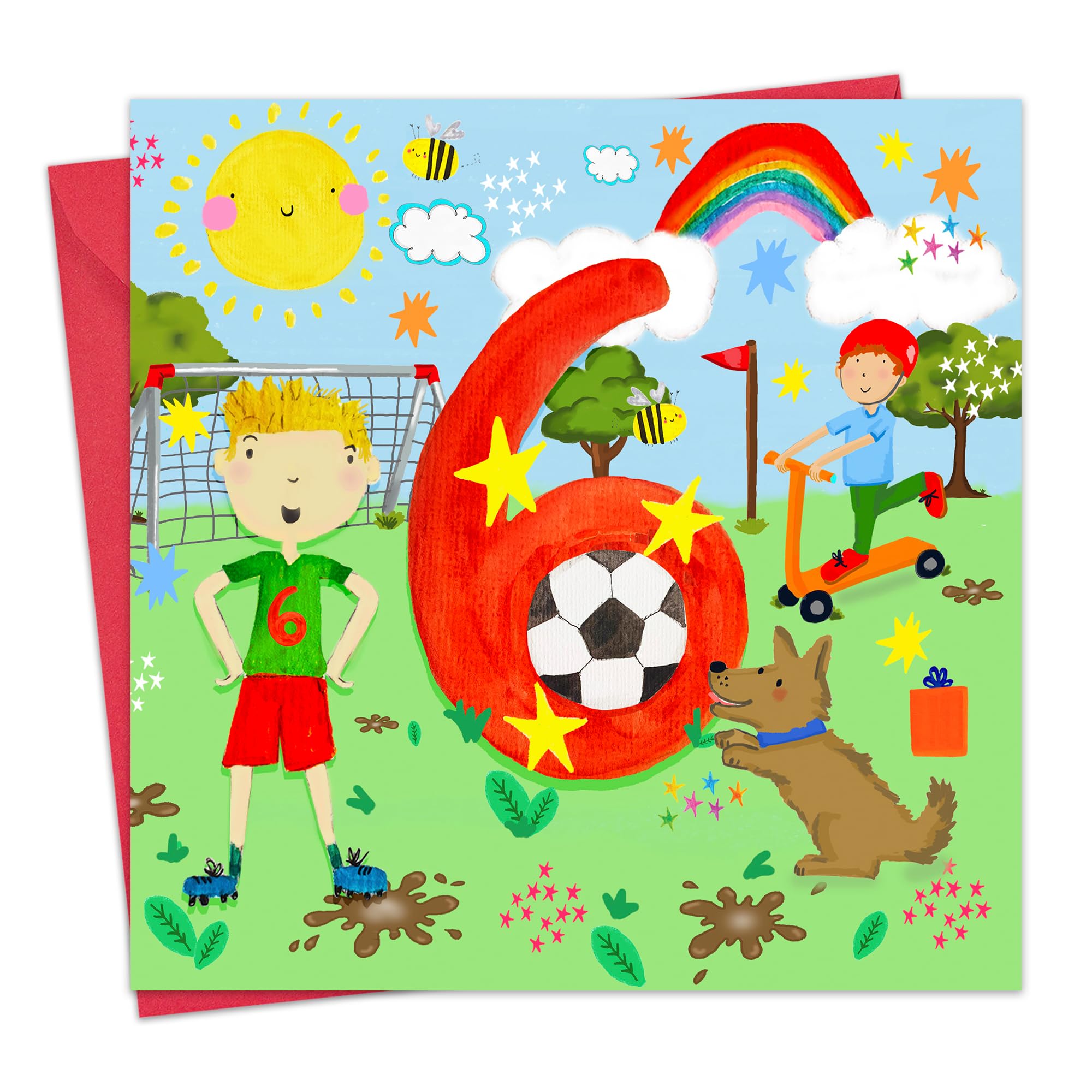 Twizler 6th Birthday Card for Boys - Football - Age 6 Year Old Childrens Happy Birthday Card for Boy - Son - Grandson
