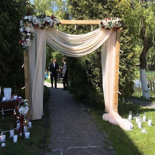 Miniatura 4 de Tela para envolver arco de boda, 63 x 32 pies, cortinas de arco de boda de tul champán, cortinas de telón de fondo transparentes para ceremonia de