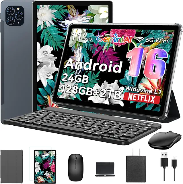 TABWEE Android 16 Yoga Tablet con Tastiera e Penna, Display FHD 11", 24GB RAM, 128GB