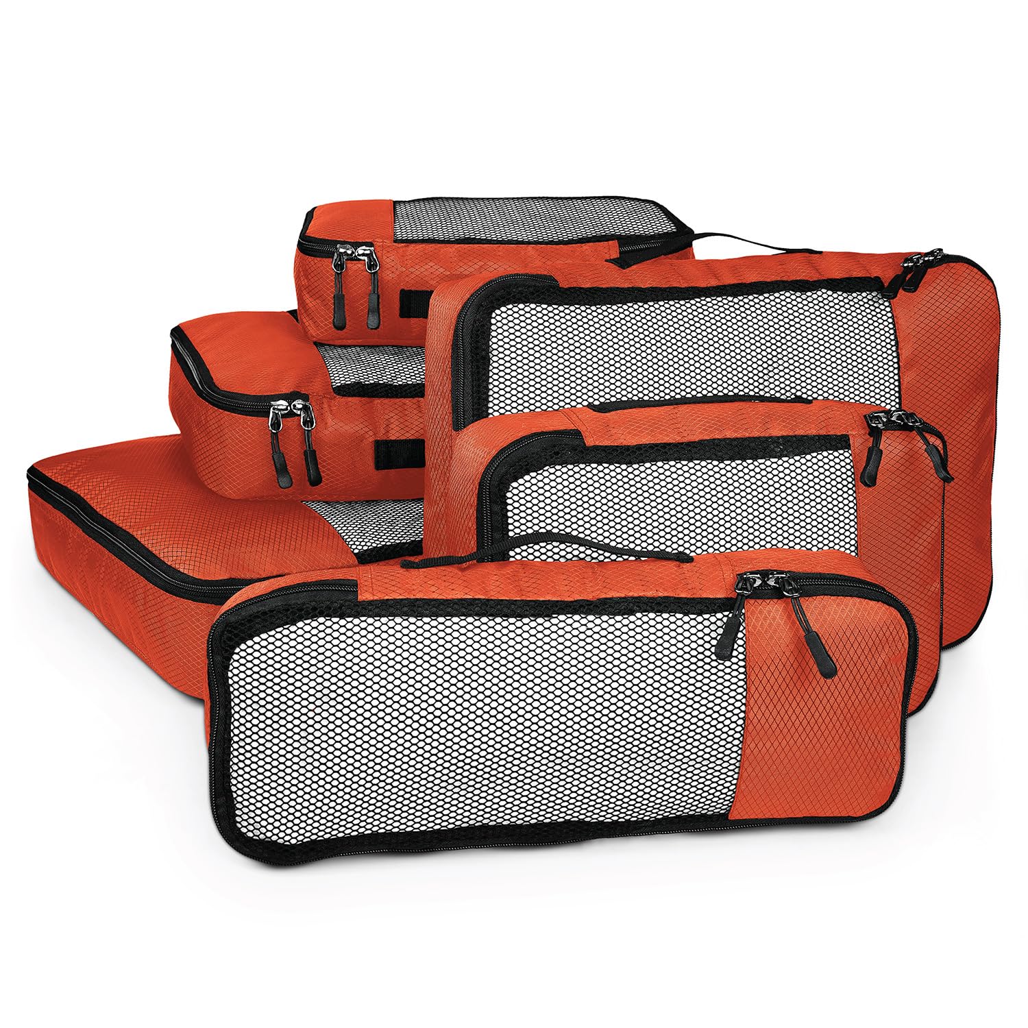 Packing Cubes Travel Bag Organiser Set Of 6 (1 Large, 2 Medium, 2 Small And 1 Slim) -Orange - Polyester-image-15