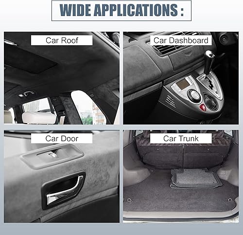 Miniatura 6 de X AUTOHAUX Tela de gamuza de 60 pulgadas de largo x 47 pulgadas de ancho con respaldo de espuma para automóvil, camión, RV, SUV, ribete interior,