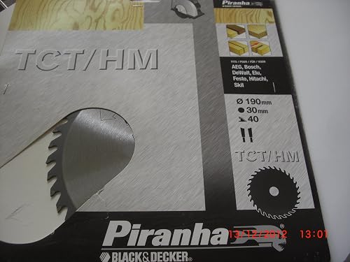 BLACK+DECKER X13035-XJ - Hoja TCT. ø 190 x 30 mm. 40 dientes positivos ATB. Corte fino y a contra veta en todo tipo de madera y aglomerado.